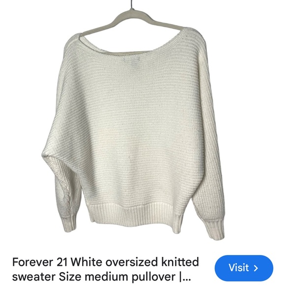 Forever 21 White Oversized Knit Sweater | Size Medium - Picture 7 of 7